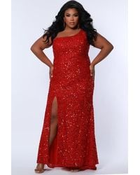 Sydney's Closet - One-Shoulder Sequin Plus Size Evening Gown - Lyst