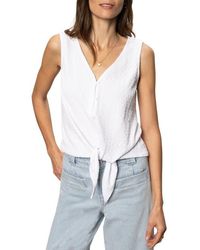 Sanctuary - Vacation Textured Tie Front Button-Up Tank - Lyst
