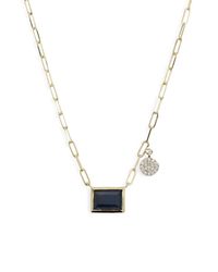 Meira T - Sapphire Pendant & Diamond Charm Necklace - Lyst