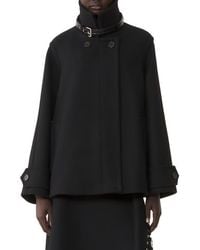 Lanvin - Short Wool Coat With Stand-Up Collar - Lyst