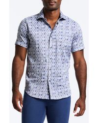 Robert Graham - Rowan Tile Print Short Sleeve Stretch Cotton Button-Up Shirt - Lyst