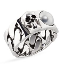 Alexander McQueen - Skull & Imitation Pearl Ring - Lyst