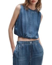 Rag & Bone - Rb Miramar Satin Mica Sleeveless Crop Bubble Top - Lyst