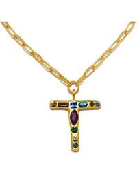 Sequin - Emilie Crystal Initial Pendant Necklace - Lyst