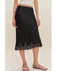 Reformation - Carolina Lace Trim Silk Midi Skirt - Lyst