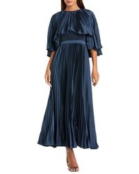 Mac Duggal - Pleated Capelet Tea-Length Dress - Lyst