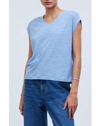 Madewell - Relaxed Linen Blend V-neck T-shirt - Lyst