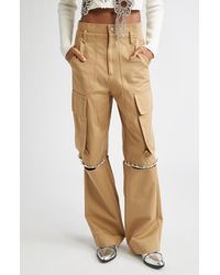 Area - Crystal Trim Slit Cargo Pants - Lyst