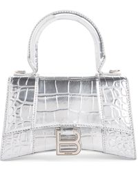 Balenciaga - Extra Small Hourglass Croc Embossed Leather Top Handle Bag - Lyst