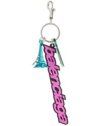 Balenciaga - Biker B Logo Key Ring Bag Charm - Lyst