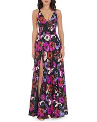 Dress the Population - Alyssa Sequin Floral Sleeveless Gown - Lyst