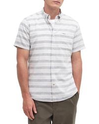 Barbour - Somerby Tailored Fit Stripe Short Sleeve Linen & Cotton Button-down Shirt - Lyst
