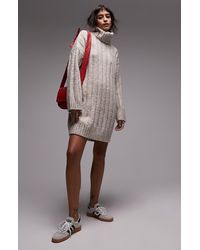 TOPSHOP - Long Sleeve Turtleneck Wide Rib Sweater Dress - Lyst