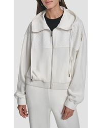 DKNY - Mixed Media Zip-Up Hooded Jacket - Lyst