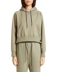 Sacai - Mixed Media High-low Cotton Jersey Hoodie - Lyst