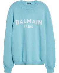 Balmain - Logo Wool Blend Sweater - Lyst