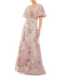 Mac Duggal - Sequin Floral Butterfly Sleeve A-line Gown - Lyst