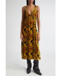 R13 - Grunge Floral Velvet Midi Dress - Lyst