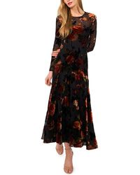 Ted Baker - Floral Velvet Burnout Long Sleeve Dress - Lyst