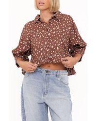 Petal & Pup - Ashe Floral Crop Button-Up Shirt - Lyst