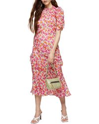 topshop floral corset midi dress