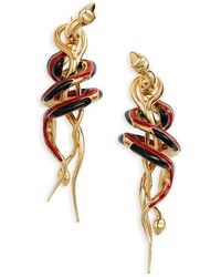 Bottega Veneta - Enamel Spiral Snake Front Back Earrings - Lyst