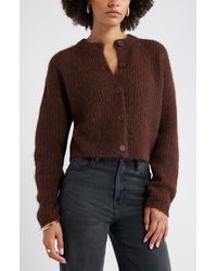 Open Edit - Fuzzy Crewneck Cardigan - Lyst