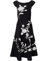 Carolina Herrera - Floral Print Cap Sleeve Knit Midi Dress - Lyst
