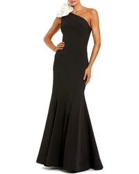 Mac Duggal - Crepe One Shoulder Mermaid With 3D Flower Gown - Lyst