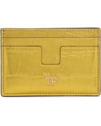Tom Ford - T-line Metallic Croc Embossed Leather Card Holder - Lyst