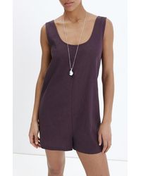 Mango - Open Back Linen Blend Romper - Lyst