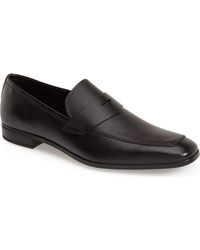 Prada - Saffiano Leather Penny Loafers - Lyst