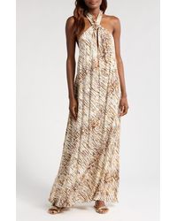 Elan - Stripe Cover-Up Halter Maxi Dress - Lyst