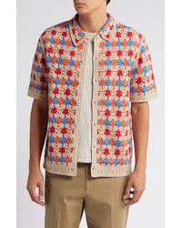 Wax London - Porto Crochet Short Sleeve Button-up Shirt - Lyst