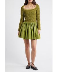 Damson Madder - Malinda Smocked Long Sleeve Organic Cotton Minidress - Lyst
