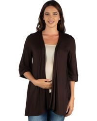 24seven Comfort Apparel - Maternity Open Front Elbow Length Sleeve Cardigan - Lyst