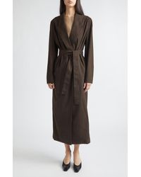 GIA STUDIOS - Cocoa Faux Suede Wrap Coat - Lyst