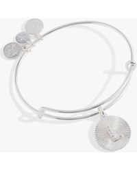 ALEX AND ANI - Pave Starburst Texture Initial Bangle Bracelet - Lyst