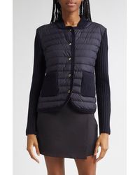 Moncler - Quilted Down & Virgin Wool Knit Cardigan - Lyst