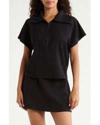 Spanx - Rib Short Sleeve Half Zip Pullover - Lyst
