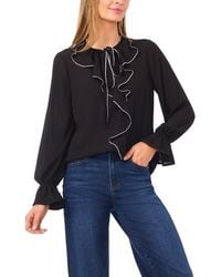 Cece - Contrast Trim Ruffle Shirt - Lyst