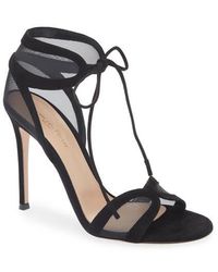 Gianvito Rossi - Falene Mesh & Suede Stiletto Sandal - Lyst