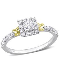 Julianna B - Diamond Princess Halo Ring 14K - Lyst