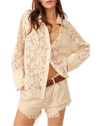 Free People - In Your Dreams Lace Button-up Shirt - Lyst