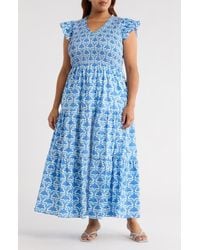 Sugarlips - Sunfire Geo Floral Print Cotton Maxi Dress - Lyst