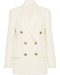 Brunello Cucinelli - Cashmere Cable Knit Blazer - Lyst