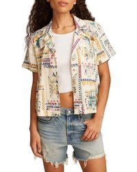 Lucky Brand - Print Linen Blend Short Sleeve Button-Up Camp Shirt - Lyst