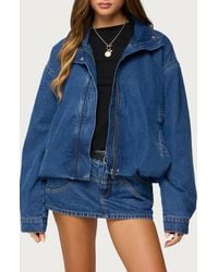 Edikted - Hilary Oversize Bubble Hem Denim Jacket - Lyst