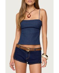 Edikted - Conley Backless Denim Top - Lyst