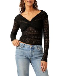 Free People - Hold Me Closer Lace Off The Shoulder Crop Top - Lyst